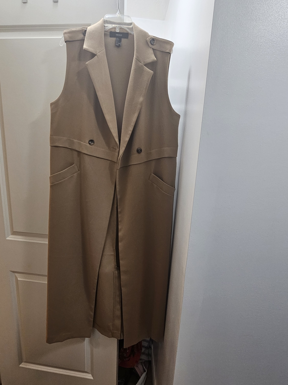 Forever 21 Tan Sleeveless Trench Vest